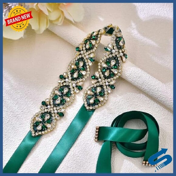 Sparkling Rhinestone Wedding Belt Plus Size Adjustable Satin Formal main image 7